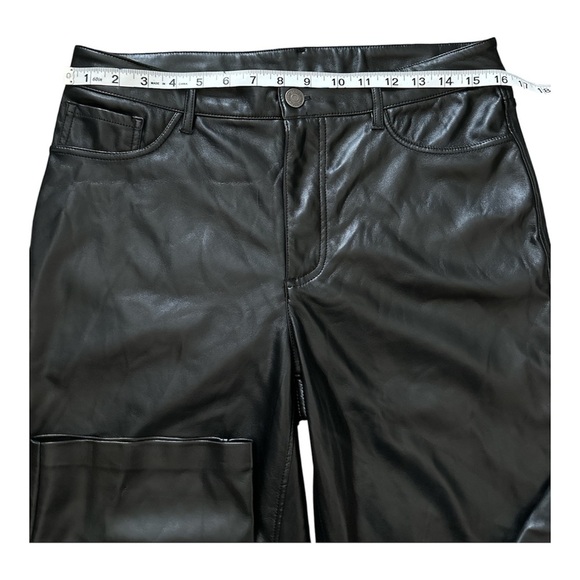 JOIE VEGAN LEATHER FAUX SUEDE LINING BLACK STRAIGHT LEG PANTS SIZE 8 - Picture 4 of 6